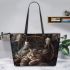 Scottish fold cats and dream catcher leather tote bag