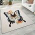 Serene butterfly on pink flower area rugs carpet