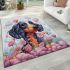 Serene dachshund in a field of flowers area rugs carpet