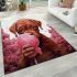 Serious pit bull with a playful pink balloon area rugs carpet