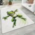 Simple cute cartoon drawing of green frog jumping area rugs carpet