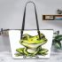 Simple cute clip art of a frog leaather tote bag