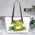 Simple cute clip art of a frog leaather tote bag