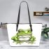 Simple cute clip art of frog leaather tote bag