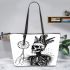 Skeleton king with dream catcher leather tote bag