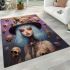 Skull field with flowered woman area rugs carpet