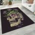 Skull with green frog on top area rugs carpet