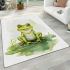 Smiling frog sitting on a pond area rugs carpet