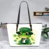 St pansy the frog cute cartoon character leaather tote bag