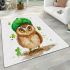 St patricks day cute baby owl with beret area rugs carpet