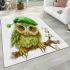 St patricks day cute baby owl with beret area rugs carpet