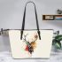 Stag design in the style of white background leather totee bag