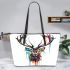 Stag head with large antlers leather totee bag