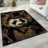 Steampunk panda with top hat and monocle holding area rugs carpet