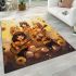 Sunny serenade amongst sunflowers with bee musicians area rugs carpet