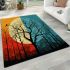 Surreal sunset trees and birds area rugs carpet