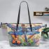 The Dragonfly with violins and music notes in spring Leather Tote Bag