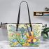 The Dragonfly with violins and music notes in spring Leather Tote Bag