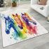 Three horses watercolor style area rugs carpet