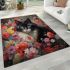 Tranquil cat among the blossoms area rugs carpet