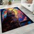 Tranquil cat by the stained glass window area rugs carpet