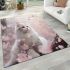 Tranquil cat in cherry blossoms area rugs carpet