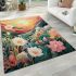 Tranquil garden at sunset area rugs carpet