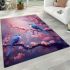 Tranquil harmony birds amidst blossoming cherry tree area rugs carpet