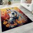 Tranquil horse in flower field area rugs carpet