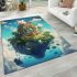 Tranquil island retreat with majestic cat area rugs carpet