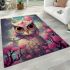 Tranquil owl amidst cherry blossoms area rugs carpet