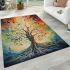 Tree spirits and birds in harmony area rugs carpet