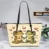 Two cute cartoon frogs in love leaather tote bag