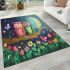 Two cute cartoon owls in love area rugs carpet