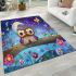 Two cute cartoon owls sitting on a log in love area rugs carpet