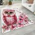 Valentine pink cute owl with flowers area rugs carpet