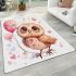 Valentine's day cute baby gold owl with hearts clipart area rugs carpet