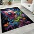 Vibrant and dynamic butterfly in abstract surroundings area rugs carpet