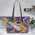 Vibrant and psychedelic illustration of an adorable frog leaather tote bag