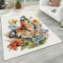 Vibrant butterfly resting on bouquet of flowers area rugs carpet