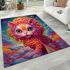 Vibrant cat on colorful clouds area rugs carpet