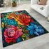 Vibrant colorful rose garden area rugs carpet