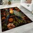 Vibrant encounter a tale of red and green birds area rugs carpet