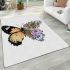 Vibrant floral butterfly illustration area rugs carpet