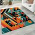 Vibrant geometric composition area rugs carpet