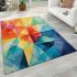 Vibrant geometric watercolor fusion combining the prism of colors area rugs carpet