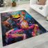 Vibrant painting of an happy dancing frog area rugs carpet