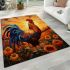 Vibrant rooster among sunflowers area rugs carpet