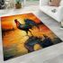 Vibrant rooster in serene forest setting area rugs carpet