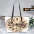 Vintage elegant style dragonfly on clock leather tote bag